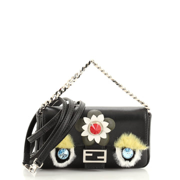 Fendi Monster Baguette Leather and Fur Micro