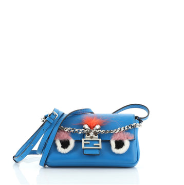 Fendi Monster Baguette Leather and Fur Micro