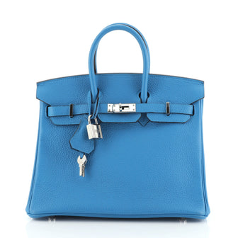 Hermes Birkin Handbag Blue Togo with Palladium Hardware 25