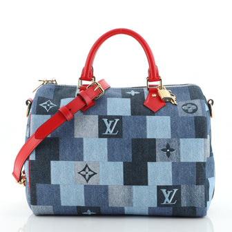 Louis Vuitton Speedy Bandouliere Bag Damier and Monogram Patchwork Denim 30