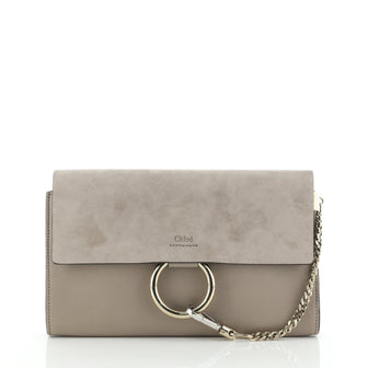 Chloe Faye Clutch Leather and Suede