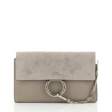 Chloe Faye Clutch Leather and Suede