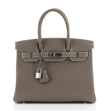 Hermes Birkin Handbag Grey Togo with Palladium Hardware 30