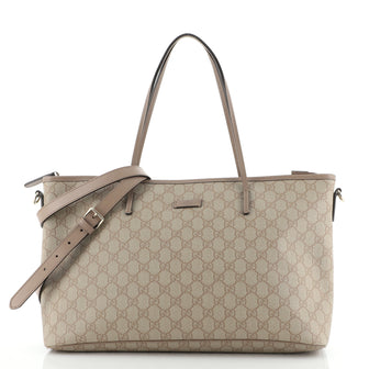 Gucci Convertible Zip Tote GG Coated Canvas Large