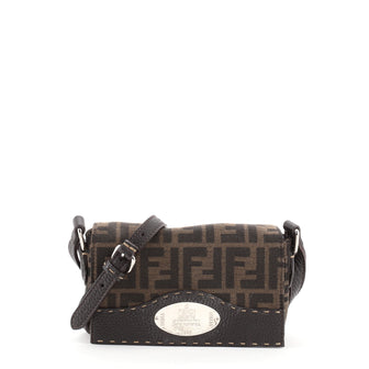 Fendi Selleria Flap Crossbody Bag Zucca Canvas Mini