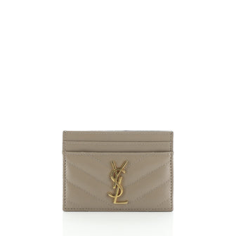 Saint Laurent Classic Monogram Card Holder Matelasse Chevron Leather