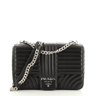 Prada Chain Flap Shoulder Bag Diagramme Quilted Leather Large