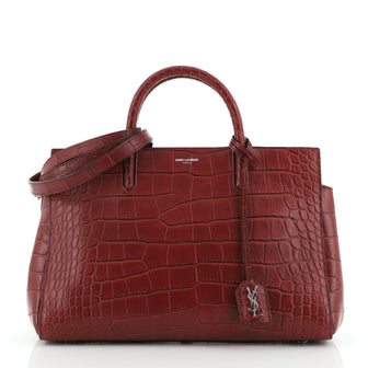 Saint Laurent Rive Gauche Cabas Crocodile Embossed Leather Small