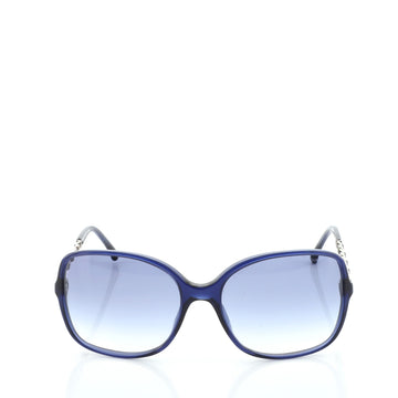 Chanel Chain-Link Square Sunglasses Acetate with Leather and Metal