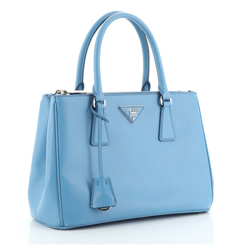 Prada Galleria Double Zip Tote Saffiano Leather Medium Blue 5824345