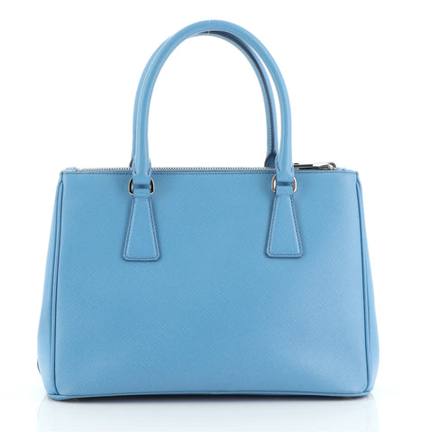 Prada Galleria Double Zip Tote Saffiano Leather Medium Blue 5824345