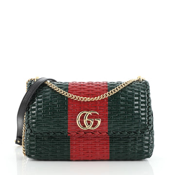 Gucci Cestino Flap Shoulder Bag Wicker Small