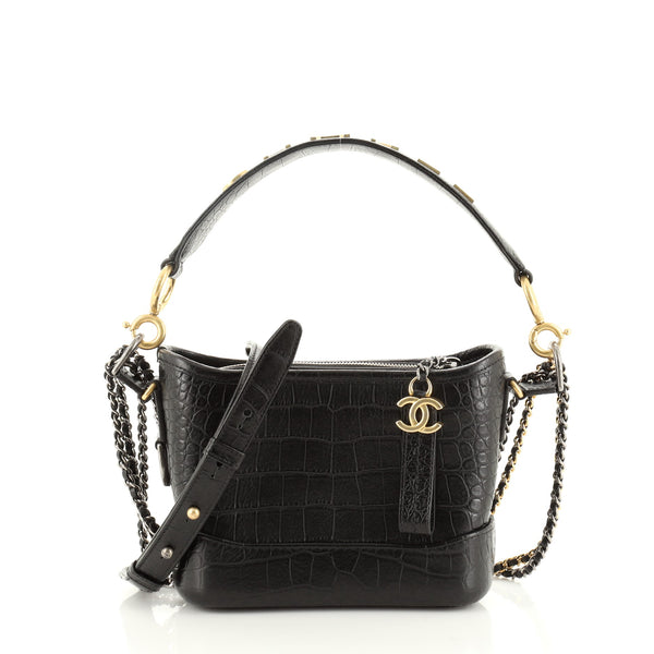 Chanel 2019 Crocodile Embossed Small Gabrielle Hobo w/ Tags - Black Hobos,  Handbags - CHA427966