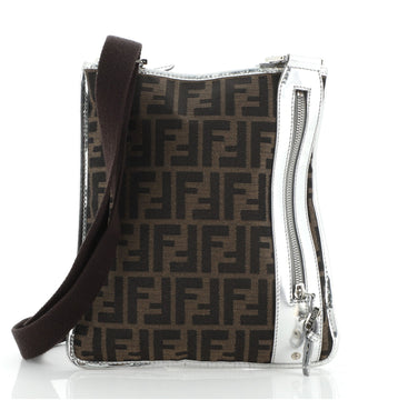 Fendi Vintage Flat Crossbody Bag Zucca Canvas