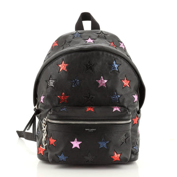 Saint Laurent City Backpack Glitter Inlaid Leather Mini