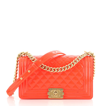 Chanel Boy Flap Bag Quilted Patent Old Medium