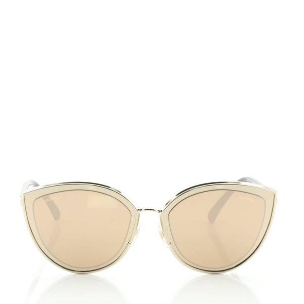 Chanel 18K Gold Cat Eye Sunglasses Metal Gold 582661