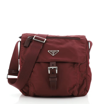 Prada Buckle Messenger Bag Tessuto Small