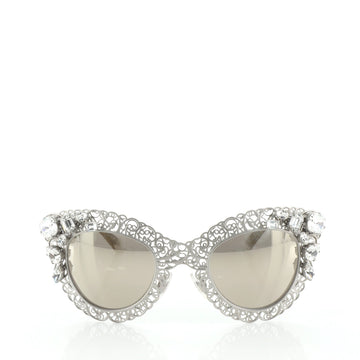 Dolce & Gabbana Filigree Cat-Eye Sunglasses Metal with Crystal