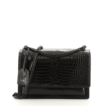 Saint Laurent Sunset Crossbody Bag Crocodile Embossed Leather Medium