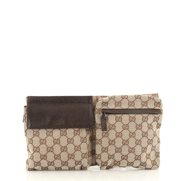 Gucci Vintage Double Belt Bag GG Canvas