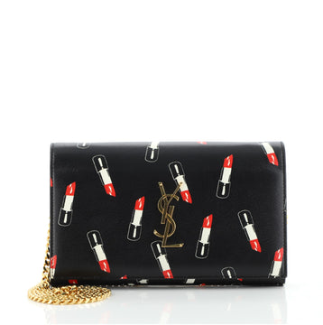 Saint Laurent Classic Monogram Wallet on Chain Printed Leather