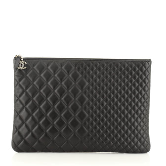 Chanel O Case Clutch Quilted Lambskin Large