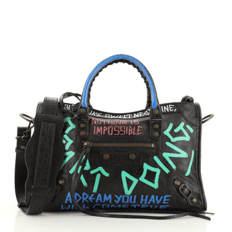 Balenciaga City Graffiti Classic Studs Bag Leather Small