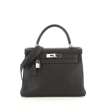 Hermes Kelly Handbag Black Togo with Palladium Hardware 28