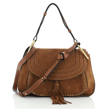Chloe Hudson Double Carry Bag Whipstitch Suede Medium
