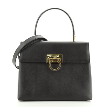 Salvatore Ferragamo Gancini Convertible Top Handle Bag Saffiano Leather Medium