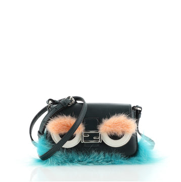 Fendi Monster Baguette Leather and Fur Micro