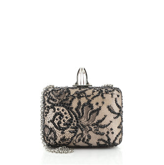 Christian Louboutin Palais Royal Clutch Embellished Lace and Satin