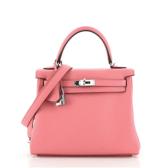Hermes Kelly Handbag Pink Swift with Palladium Hardware 25