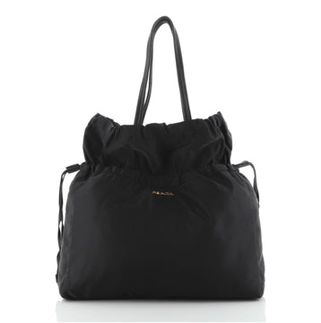 Prada Logo Drawstring Tote Tessuto Medium