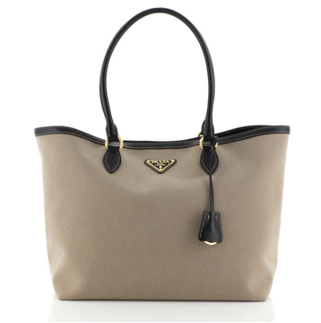 Prada Open Tote Canvas with Leather Medium