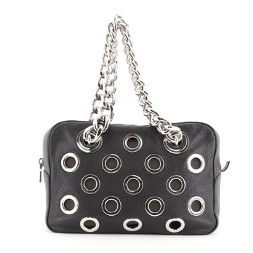 Prada Grommet Chain Shoulder Bag Vitello Daino Medium