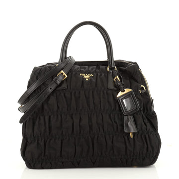 Prada Gaufre Convertible Bowler Tessuto with Leather Large