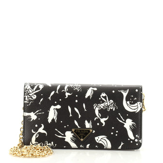 Prada Wallet on Chain Printed Saffiano Leather