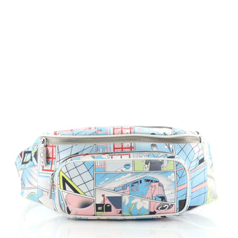 Prada Zip Pocket Waist Bag Printed Leather