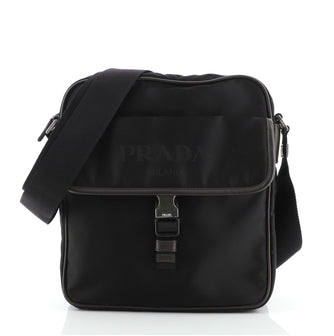 Prada Logo Flap Messenger Bag Tessuto Small