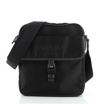 Prada Logo Flap Messenger Bag Tessuto Small