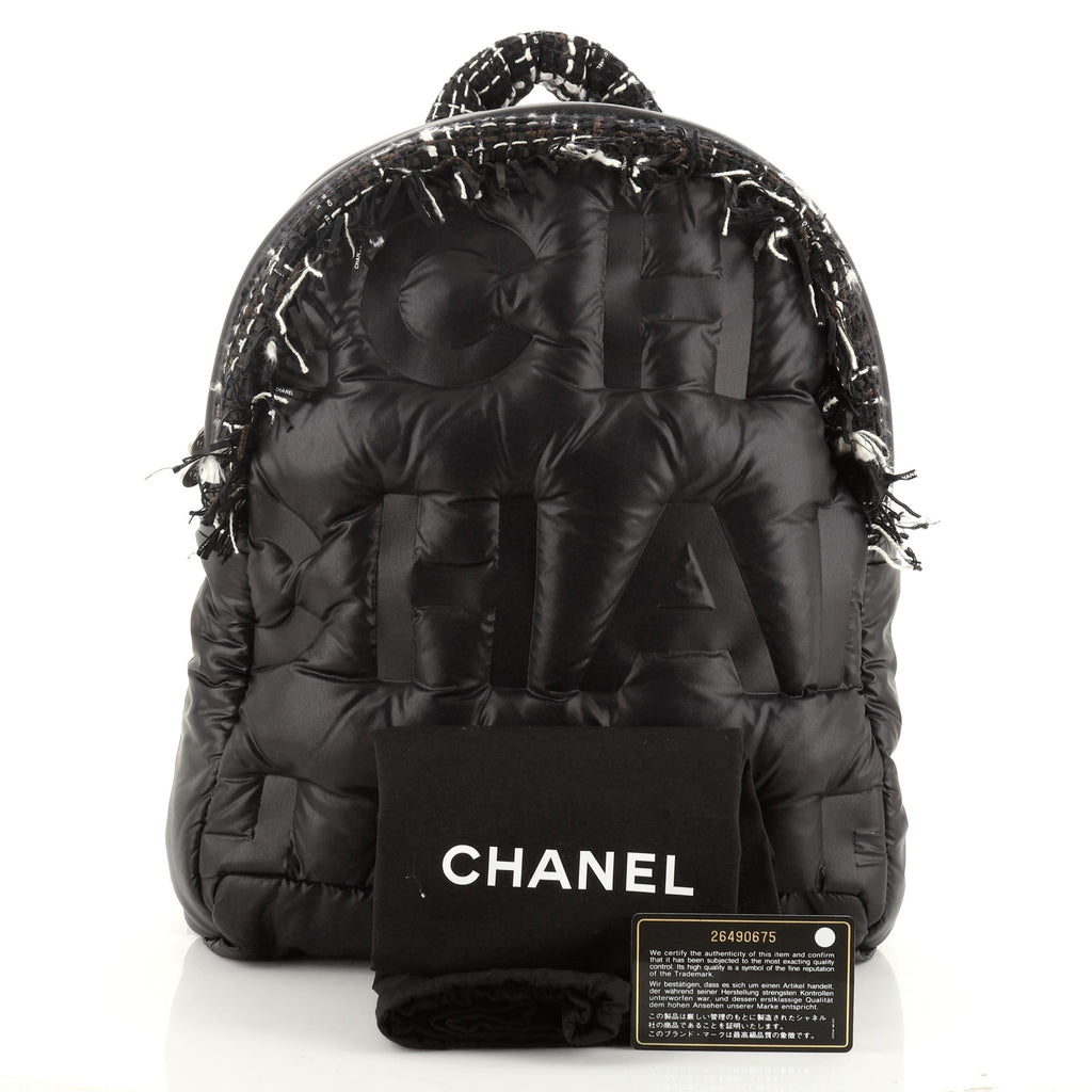 Chanel Doudoune Backpack Embossed Nylon with Tweed Medium - ShopStyle