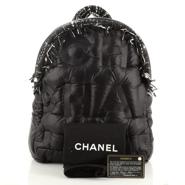 Chanel Doudoune Backpack Embossed Nylon with Tweed Medium