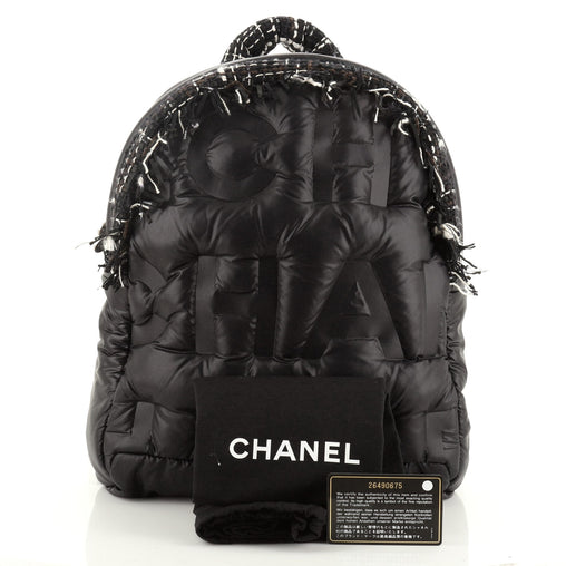 Chanel Doudoune Backpack Embossed Nylon with Tweed Medium  display picture 3