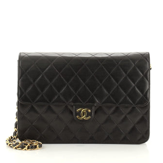 Chanel Vintage Clutch with Chain Quilted Leather Medium