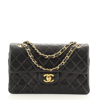 Chanel Vintage Classic Double Flap Bag Quilted Lambskin Small
