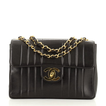 Chanel Vintage Classic Single Flap Bag Vertical Quilt Lambskin Jumbo