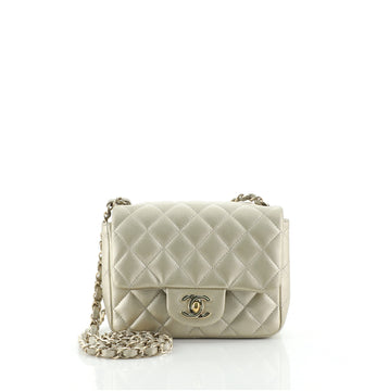 Chanel Square Classic Single Flap Bag Quilted Caviar Mini