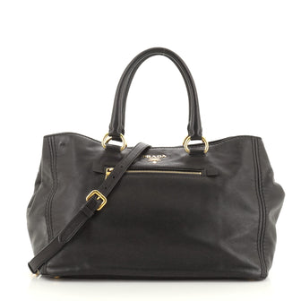 Prada Front Pocket Convertible Tote Soft Calfskin Large